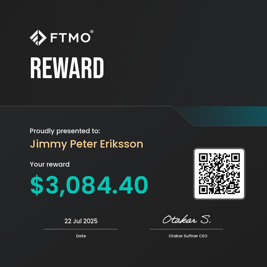 FTMO payout certificate